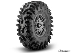 SUPERATV  Intimidator Tires 34x10x15 on 15" Matte Titanium Hellfire Wheels 4/136 Pattern