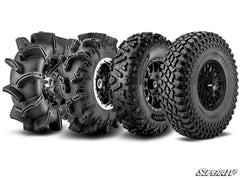 SUPERATV Mounted Wheels & Tires - Hellfire - Satin Black, 10 inch Wheel Width