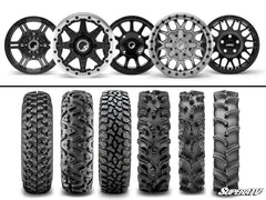 SUPERATV Mounted Wheels & Tires - Hellfire - Matte Titanium, 10 inch Wheel Width