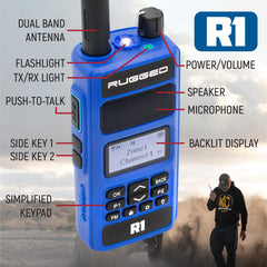 Rugged BUNDLE - Rugged R1 - Handheld Radio with Long Range Antenna and High Capacity Battery